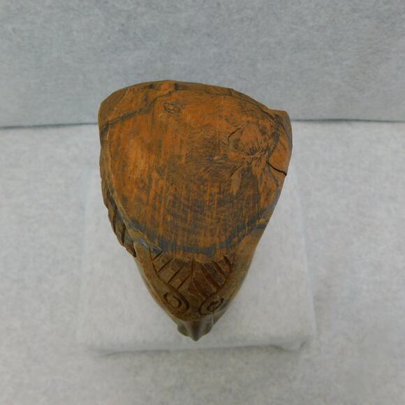 Vintage Carved Solid Wood Indian Native American Head Sculpture - Picture 7 of 8